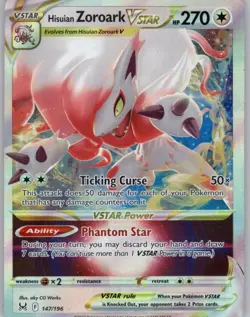 Hisuian Zoroark VSTAR 147/196 Holo VSTAR Rare Lost Origin Pokemon Near Mint - Image 1