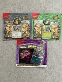 Pokemon Ascended Heroes 2 Pack Blister & Tech Sticker Collection Lot Of 3 - Image 1