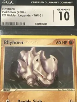 2004 Pokemon EX Hidden Legends Rhyhorn 70/101 CGC 10 GEM MT - Image 2