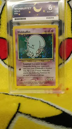 Pokemon 2001 Neo Discovery Wobbuffet Holo 16/75 Ace Graded 6 EX-MT - Image 2