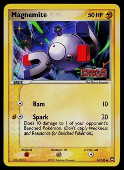 Pokemon Card - Magnemite Power Keepers 54/108 Reverse Holo Common Stamped - Image 1