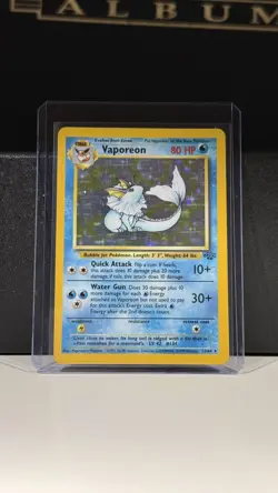 Pokemon Vaporeon Holo Rare Card Jungle 12/64 Unlimited English Wotc 1999 - Image 1