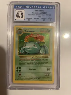 1999 Pokemon Base Set Venusaur Shadowless Holo 15/102 CGC 4.5 - Image 1