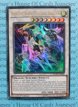 Crystal Wing Synchro Dragon DUPO-EN068 Ultra Yu-Gi-Oh Card 1st Edition New - Image 1
