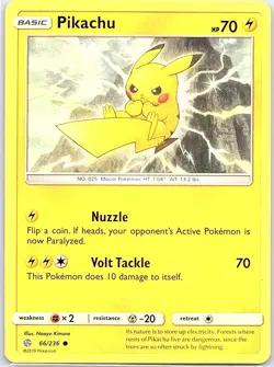 Pikachu 66/236 Non Holo SM - Cosmic Eclipse - Pokemon Card - NM - Image 1