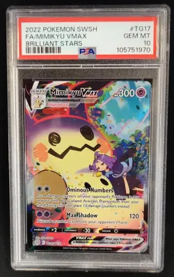 PSA 10 GEM MINT Mimikyu VMAX TG17/TG30 Brilliant Stars Pokemon Graded Card - Image 1