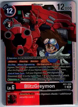 BlitzGreymon AD1-009 SR Advanced Booster Digimon Generation - Digimon Card - NM - Image 1
