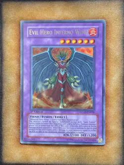 Yugioh Elemental Hero Inferno Wing GLAS-EN038 Ultra Rare 1st Ed NM - Image 1