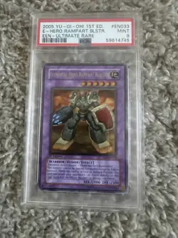 YuGiOh PSA 9 - Elemental Hero Rampart Blaster EEN-EN033 1st Edition Ultimate - Image 1