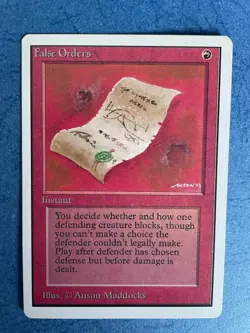 MTG UNLIMITED EDITION FALSE ORDER MAGIC THE GATHERING INSTANT RED UNCOMMON CARD - Image 1