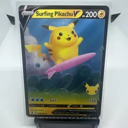 2021 Pokemon Surfing Pikachu 25th Anniversary Holo Training Card 08/25 - Image 1
