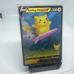 2021 Pokemon Surfing Pikachu 25th Anniversary Holo Training Card 08/25 - Image 2