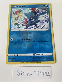 030/198 Sneasel | Common Reverse Holo | Pokemon Trading Card Chilling Reign TCG - Image 1