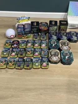 Pokemon Empty Tin Lot Of 42 With Empty Prismatic Evolutions Spc Box - Image 2
