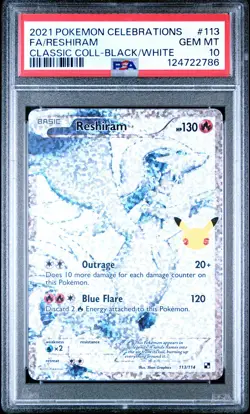2021 POKEMON CELEBRATIONS CLASSIC COLLECTION #113 FULL ART FA RESHIRAM PSA 10 - Image 1