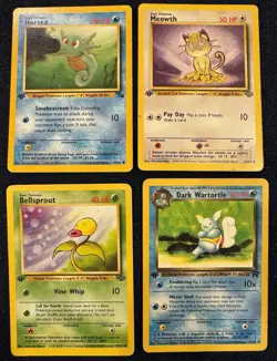 1st Edition Pokemon Dark Wartortle Meowth Bellsprout Horsea - Image 1