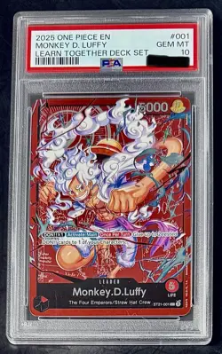 PSA 10 One Piece ST21-001 L - Monkey.D.Luffy - EN - Foil - LD01 - Learn Together - Image 1