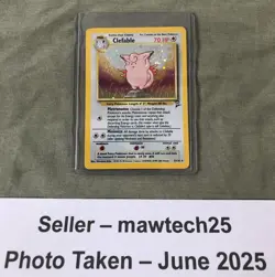 2000 RARE BASE 2 SET POKEMON CLEFABLE HOLOGRAPHIC CARD #5 OF 130 - MINT - Image 1