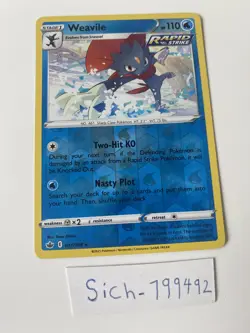 031/198 Weavile | Rare Holo | Pokemon Trading Card SWSH06 Chilling Reign TCG - Image 1