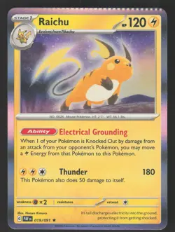 Raichu 019/091 Holo Rare Pokemon SV: Paldean Fates Crimp Error - Image 1