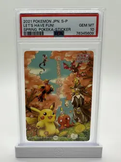2021 Pokemon Japanese Let's Have Fun! Spring Pokemon Sticker GEM MT PSA 10 - Image 1