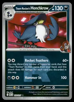 TEAM ROCKET'S HONCHKROW (TEAM ROCKET) 127/217 RARE ASCENDED HEROES POKEMON NM - Image 2
