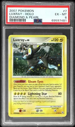 2007 POKEMON DIAMOND & PEARL #7 LUXRAY-HOLO PSA 6 - Image 1