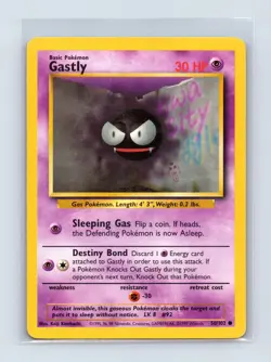 Gastly 50/102 Common Base Set Unlimited Pokemon Lightly Played - Image 1