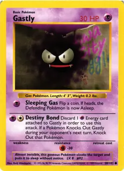 Pokemon TCG Gastly 50/102 Base Set Shadowless Common LP - Image 1