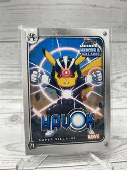 Pikachu as Havok #71 Lazer Holo Marvel Heroes & Villains (Non-Pokemon Fan Art) - Image 1