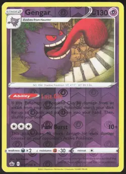 Chilling Reign Gengar 057/198 Holo Rare Pokemon Reverse Holo LP - Image 1