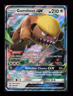 Gumshoos GX 110/149 Ultra Rare SM Base Set Pokemon Card - Image 1