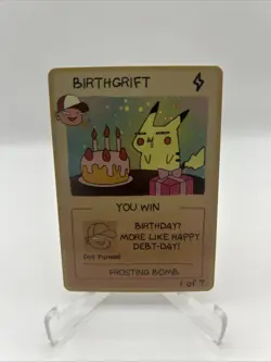 Pokescam by Dot Punwell Birthgrift Birthday Pikachu Holo Rare Fan Art Card #1 - Image 1