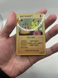 Pokescam by Dot Punwell Birthgrift Birthday Pikachu Holo Rare Fan Art Card #1 - Image 4