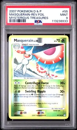 2007 POKEMON DIAMOND & PEARL MYSTERIOUS TREASURES #55 MASQUERAIN-REV.FOIL PSA 9 - Image 1