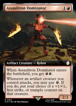 MTG Assaultron Dominator - Surge Foil - Extended Art, Fallout, Near Mint, Englis - Image 1