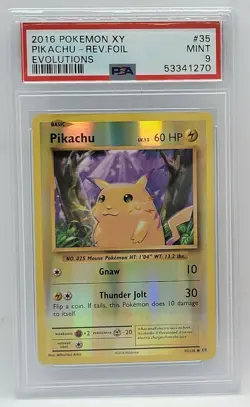 2016 Pokemon XY Evolutions Reverse Foil #35 - PSA MINT 9 - PIKACHU - Image 1