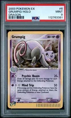 2003 POKEMON EX DRAGON #6 GRUMPIG HOLO PSA 9 - Image 1