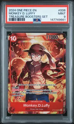 PSA 9 Mint Monkey D Luffy 2024 One Piece Treasure Boosters Set #006 EN Card - Image 1