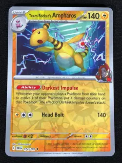 Pokemon Team Rocket's Ampharos 074/182 Holo (NM) - Image 1