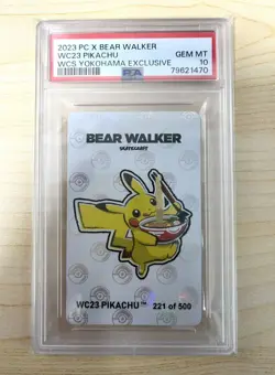 2022 POKEMON CENTER X BEAR WALKER COLL CARDS PIKACHU PSA10 - Image 1