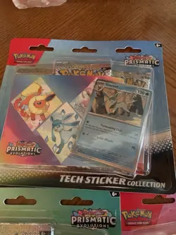 Pokemon TCG: Scarlet Violet Prismatic Evolutions Tech Sticker Collection 3X Lot - Image 3