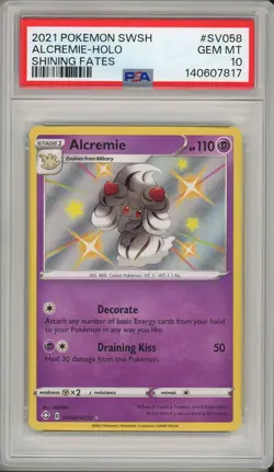 2021 Pokemon Sun & Moon Shining Fates Alcremie Holo #sv058 PSA 10 - Image 1