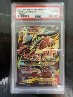 2017 POKEMON MEGA POWERS COLLECTION PROMO 55A FULL ART M LUCARIO EX PSA 8 - Image 1