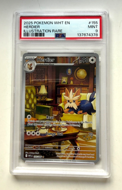 Graded Pokemon Card 155/086 Herdier Illustration Rare White PSA 9 MINT 2025 - Image 1