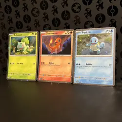 HD COSMOS HOLO Kanto Starters Set - Pokemon 151 Poster Promo Squirtle Charmander - Image 1