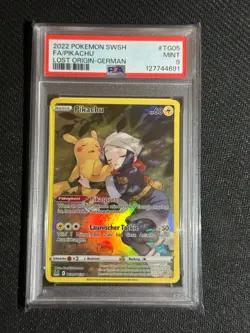 PSA 9 Pikachu Full Art TG05 Pokemon 2022 - Image 1