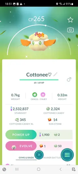 Pokemon Go Shiny Cottonee Flower Crown - Image 1