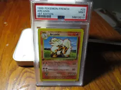 Pokemon 1st Ed Base Set French Arcanine (Arcanin) 23/102 PSA 9 MINT FreeShipping - Image 2