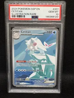 Pokemon Cetitan 201/191 PSA 10 Sv08: Surging Sparks Holo Gem Mint Low Pop - Image 1